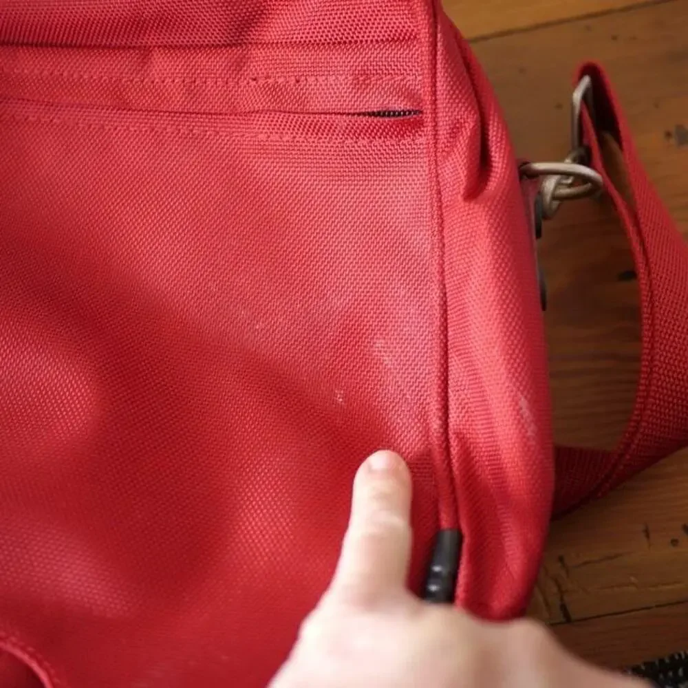 American Tourister Red Nylon Soft Shell Travel Shoulder Carry On Suitcase Bag